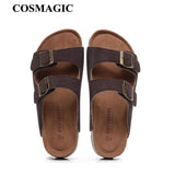 Summer Unisex Beach Holiday Cork Slippers 2023 Men Casual Double Buckle Outside Slides