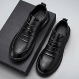 Men Leather Shoes Casual Shoes Big Toe Soft Sole Casual Shoes Dress Men Versatile Business Lace-Up Shoes Summer Breathable