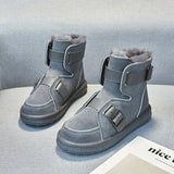 Women's Boots Winter Shoes Plush Warm Fur Boots Black Grey Ankle Booties Suede Snow Boots Punk Shoes Fashion