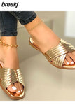Women Sandals Summer 2023 Flat Sandals Slip On Indoor Outdoor Shoes For Women Slippers Summer Footwear Women Casual Beach