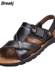 Summer New Men's Genuine Leather Sandals Men's Fashion Leather Beach Shoes Plus Size Casual Sandals Slippers for