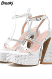 Sandals Woman Shoes Dropship 2023 Summer Brand New Great Quality Crystal Bling Sexy Woman Shoes Sandals Walking