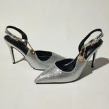 Stiletto Sandals For Women's Wedding Shoes Shiny Rhinestone Pumps Banquet Brand Pointed Toe High Heels Shoes For