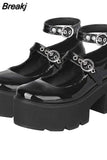 Wedges Mary Janes For Women Pumps 2023 Spring Summer Brand New Gothic Style Comfy Women Office Lady Shoes Big Size