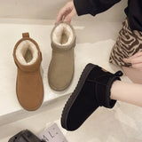 Snow Boots Women's Short Tube Thickened Cotton Shoes Non-slip Winter New Shoes Student Women's Shoes 2023 Black