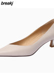 Size 33-40 Women Pumps Real Leather 2023 Summer Low Heels For Ladies Pointed-Toe Sexy Kitten Heel Shoes Luxury