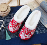 Breakj Single Slippers / Cotton Slippers Linen Tassel Embroidered Round Head Flat Cloth Shoes Sandals Embroidered Women's