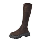 Long Boots 2025 Autumn And Winter New But Knee Boots Retro High Boots Plus Velvet Elastic Knight