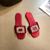 Square Buckle Sandals Slippers Women Wear 2024 Summer New Women's Shoes Network Celebrities Popular Style Fairy Style