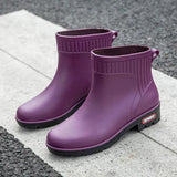 Ladies Rain Boots Waterproof Low Tube PVC Sleeve Foot Kitchen Car Wash Convenient Non-Slip Rubber