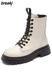 Ankle Boots Female Designer Shoes for Women 2023 Combat Platform Heels Women's Short Leather Boots Free Shipping Zip