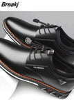 Leather Shoes Men's Lace-up Business Formal Wear Oxford Cloth Solid Color Wedding Office Men's Flat Shoes