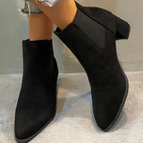 Autumn Winter Women Boots Pointed Toe Slip on Female Ankle Booties Fashion Simple Low Heel Short Chelsea Boots Botas