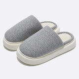 Warm Thick Sole Cotton Slippers Women Soft Bottom Non Slip Slippers for Home Flat Solid Color Indoor Slides Couple