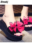 Platform Flip Flops for Woman Bohemian Style Summer Slipper with Bow Large Size Women's Summer Footwear Chaussure