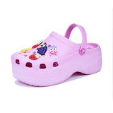 Platform Clogs Women Rainbow Print Height Increasing Fashion 5 CM High Heel Mule Garden Clogs Women's