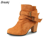 Ankle Boots Women Thick High Heels Winter Shoes Woman Booties Botines Feminina Plus Size Botas Mujer
