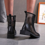 Hollow Chelsea Short Boots Women 2023 New Summer Thin Section Breathable Thick Heel Martin Boots Female High Top