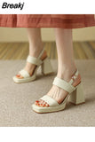 New Summer Sandals Fashion Sexy Elegant Solid Color Sandals Shallow Leaky Toe Slip-on Buckle High Heels Party