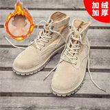 Men's Fashion British Style Winter Short Boots All-match High-Top Shoes Men's Mid-Top Tooling Boots Leather