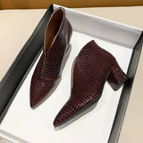 Spring and Autumn New Fashion Pointed Toe Thick Heel High-heeled Women's Shoes Comfortable Temperament High-heeled