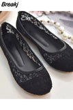 Ballet Flats Fashion Bow-Knot Women Shoes Slip on Flat Sweet Hollow Summer Female Shoe Beige 2023 New Women Flat