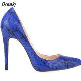 Sexy Pointed Toe High Heels Women Pumps Shoes Faux Snake Print Wedding Party Pattern Shoe
