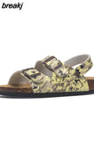2023 New Summer Beach Cork Sandals Casual Women Outside Non-slip Black White Double Buckle Sandalias