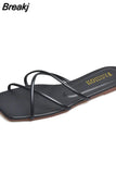 Slippers Women Summer Shoes Casual Flat Bottom Sandals Flip Flops Candy Color Indoor Outdoor Beach Slides Cross
