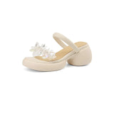 Breakj Zi Yan- -Foreign Style High With Thick With Thick Bottom Cool Slippers Female Platform Bottom Water Diamond Flower Fairy Shoes Outdoor Half