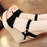 Heel Sandals Women's Summer 2023 New Style Comfortable Muffins Thick Soles Fish Mouth High Heel Waterproof Table Large Size Women's