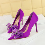 Breakj Banquet High Heels Diamond Lace Bow Single