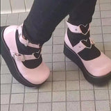 Design Dropship Sweet Lolita Style Gothic Cosplay Black Pink Cozy Wedges Mary Jane High Heels Pumps Platform Shoes
