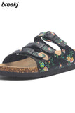 New Summer Women Buckle Cork Slipper 2023 Casual Mixed Color Outside Non-slip Beach Slides