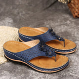 New Summer Flower Women's Sandals Car Line Non-slip Beach Shoes Large Size Flip Flops Wedges Comfortable Sandals Women