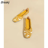 Square Toe Single Shoes Women Flat Shoes Fly Knitted Shoes Comfortable Sole Spring Summer Plus Size