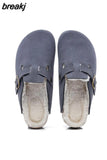 2023 New Buckle Cork Slipper Casual Women Solid Color Beach Outside Non-slip Closed Toe