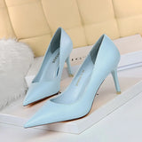 Breakj Korean Version Of Fashion Simple And Versatile Women's Shoes Fine Heel High Heel Shallow Mouth Pointed Professional OL Show Thin Women's Single
