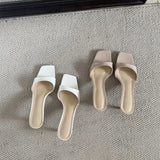 Breakj Skin Version ~ Zhou Ziran The Same French Simple Temperament Square Cool Slippers Women's Toe-Word