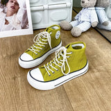 Women's Canvas Shoes 2024 Spring Lace Up Round Toe Causal Flat Shoes Student Sneakers Girls Skateboard Vulcanized Tennis