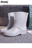Rain Boots Women Wading Boots Gumboots Wellies Plush Warm Winter Female Galoshes Rainboots Woman Regenstiefel Snow