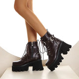 Boots Punk Woman Fashion Zipper Belt Buckle Boot Women Single Punk Boot Ladies Platform Boots Shoes Woman size 44