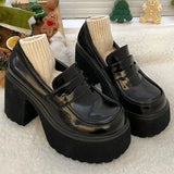New Anti-skid Casual Thick Heel Slip-on Shoe Black Thick Heel Women's High Heels Lolita Style Sexy Women's Office