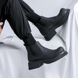 Breakj New Black Low Barrel Male British Wind Gang Round Head Male Set Martin Boots