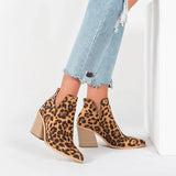 Winter Casual Western Cowboy Ankle Boots Women Snake Cowgirl Booties Short Cossacks Botas High Heels Shoes plus size