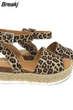 Wedges Shoes 2023 Trend Women High Heels Chaussures Platform Sandals Summer Footwear for Woman Leopard Plus Size 42