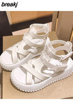 Women Sandals Women Platform Wedge Sandals 5cm High Heels Women Shoes Summer Sneakers Sandalia Roman Sandals Green White