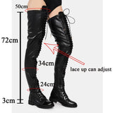 New Female Boots Platform Square Heel Zip Cross-tied 2023 Winter Comfy Woman Over The Knee High Boots Shoes Big Size
