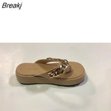 New Summer Fashion Chain Flip-flops Sandal Shoes Woman Flat Platform Casual Comfortable Outdoor Sports Beach