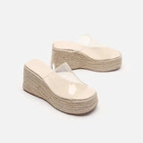 Transparency Slippers Women Leisure Wedges Shoes Peep Toe Platform Women Slippers Concise Ladies Thick Bottom Mules